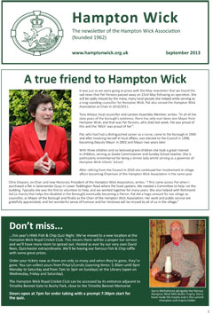 front cover thumbnail of hwa newsletter September 2013