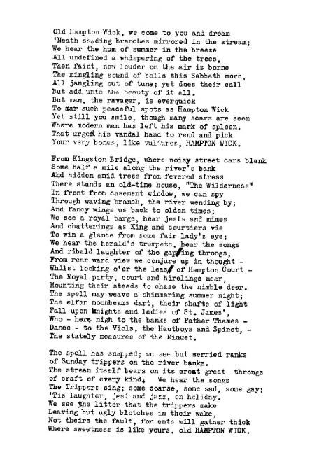 Old Hampton Wick Poem
